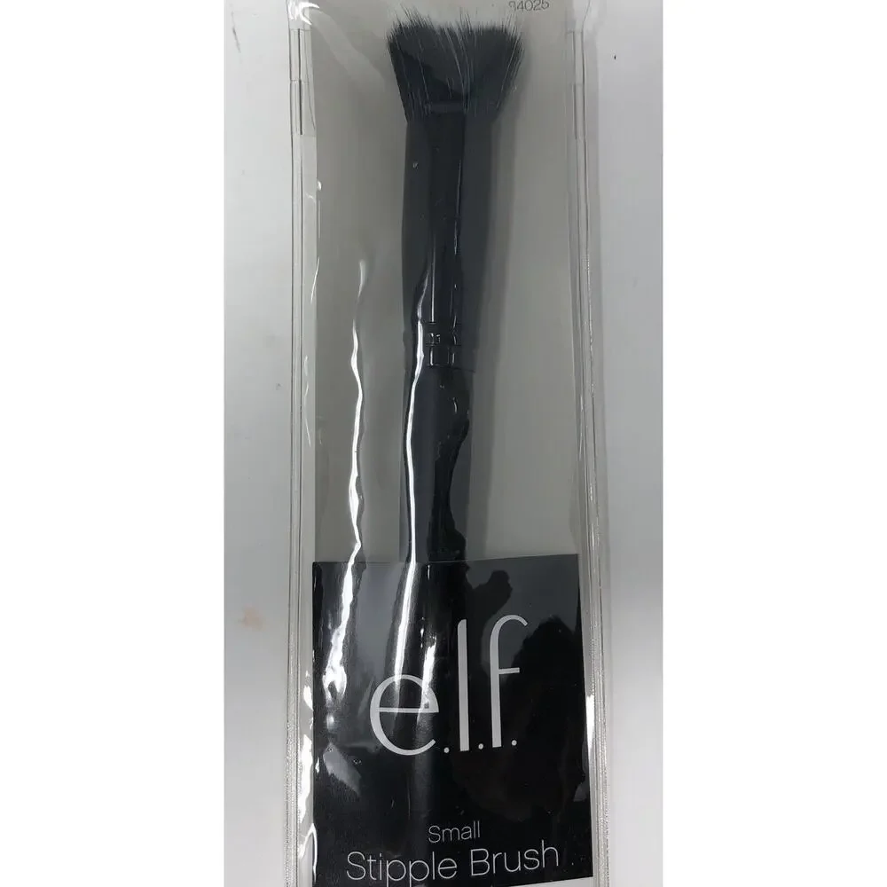 Elf Makeup Brushes Black Fan Stipple Powder Synthetic Vegan Friendly Lot of Four